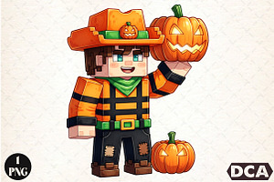 Minecraft Boy Dabbing Halloween PNG1, an Illustration by DreamCafeArt