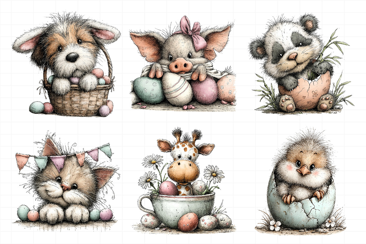 Cute Peeking Easter Animals Clipart, an Illustration by Daily.Designs (Photo 3 of 8)