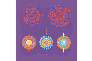 set of bracelet and mandalas, an Illustration by studiogstock