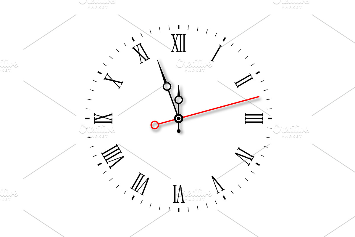 Modern vintage black clock red hand, an Object Illustration by kotoffei