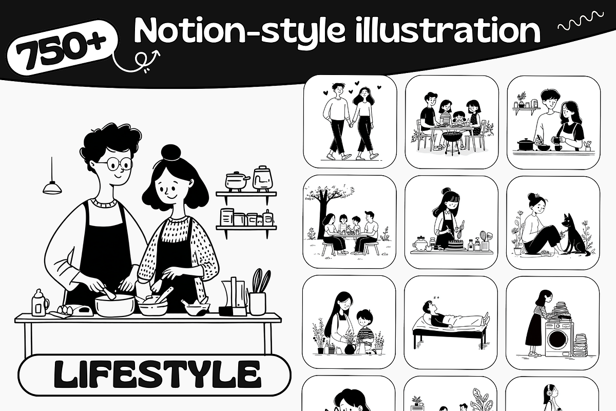 Notion Style Lifestyle Illustration, a Person Illustration by DaisyStudio (Photo 1 of 10)