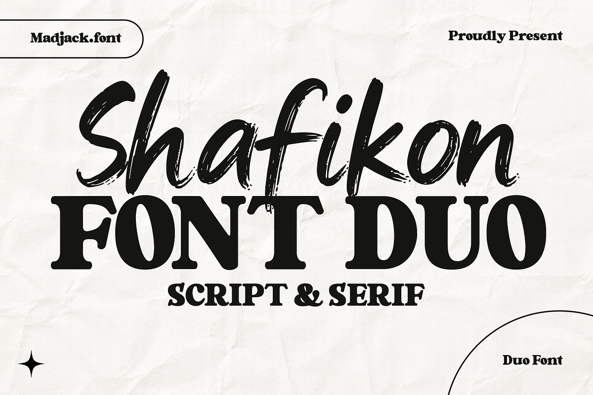 Shafikon Font Duo, a Script Font by Madjack.font (Photo 1 of 12)