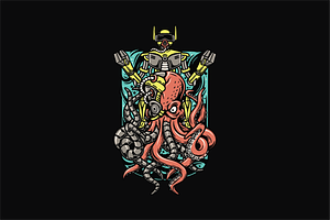 Mecha-Octopus Encounter, an Object Illustration by nomlimo.com
