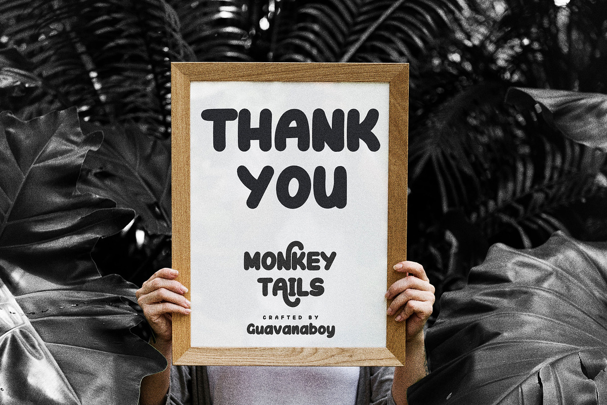 Monkey Tails Retro Brush Font, a Script Font by Guavanaboy (Photo 7 of 7)