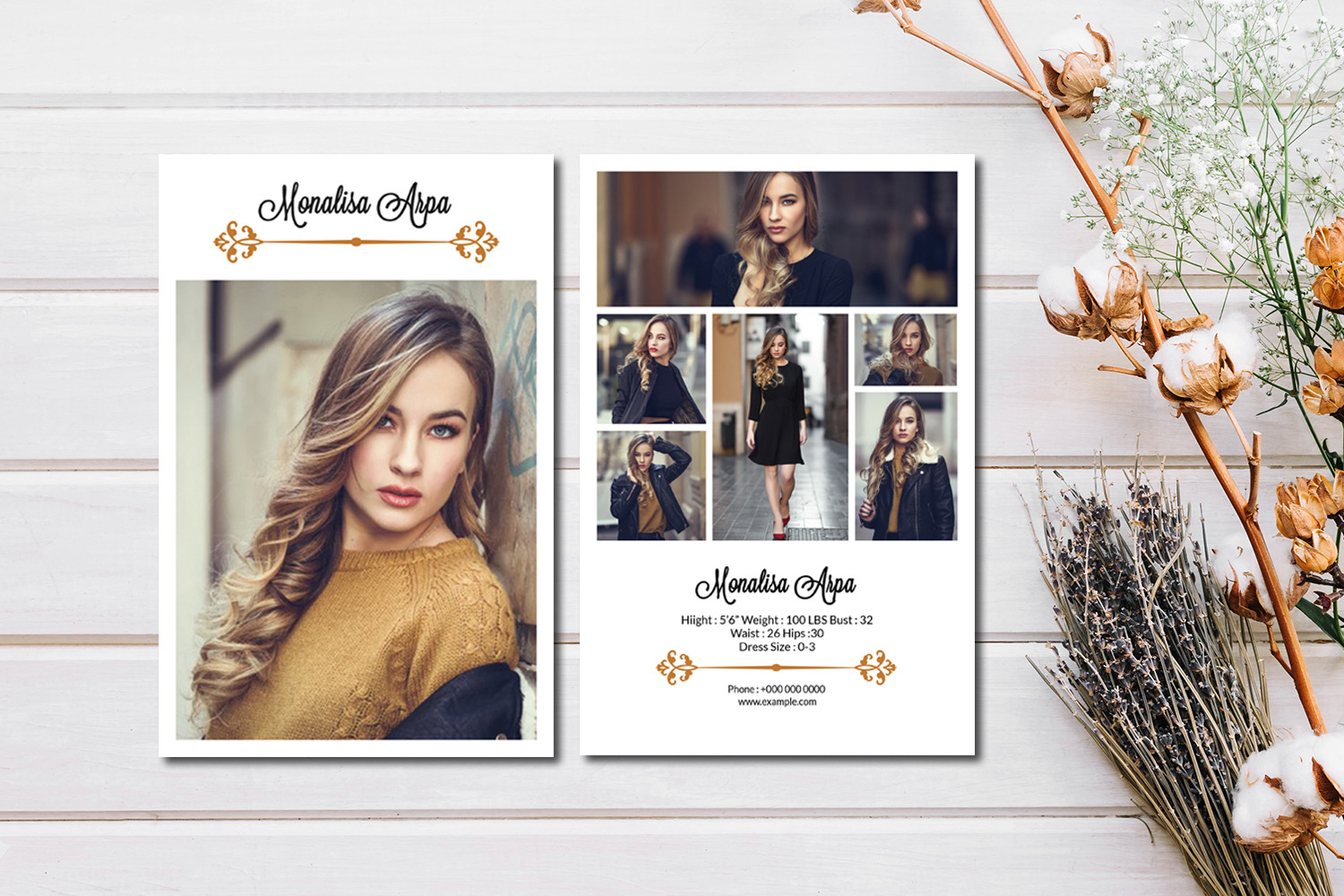 Model Comp Card Template - V826, a Brochure Template by Template Shop