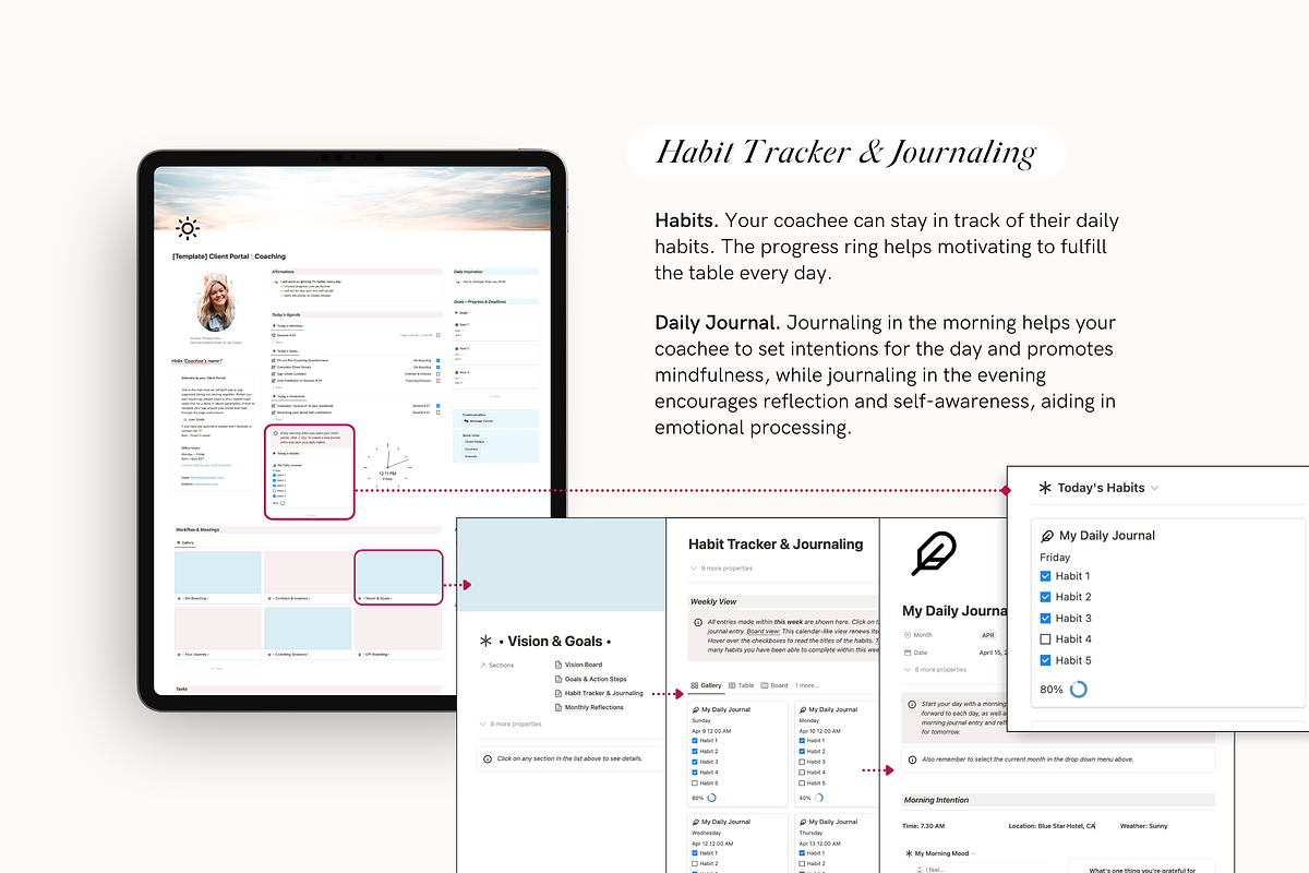 Notion Client Portal for Coaches, a Stationery Template by TheCoastlineStudio (Photo 7 of 10)