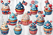 35 Patriotic Watercolor Cupcake Set, an Object Graphic by V Design Creator (Thumbnail 3 of 10)
