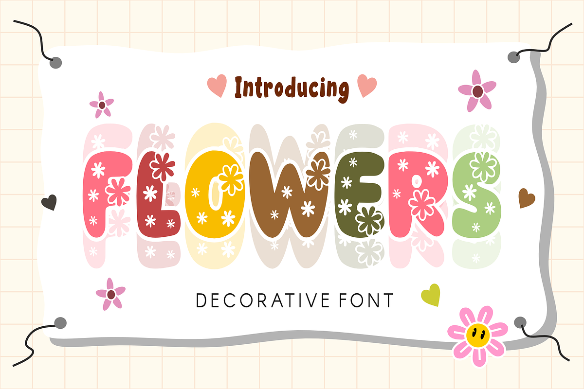 Flowers - Spring Font Type, a Sans Serif Font by KiddoGlyphs Studio (Photo 1 of 4)