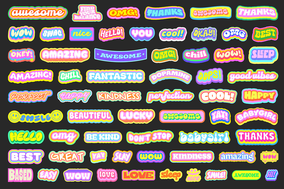 GROOVY STICKERS VECTOR SET, an Object Graphic by craftlove (Photo 6 of 6)