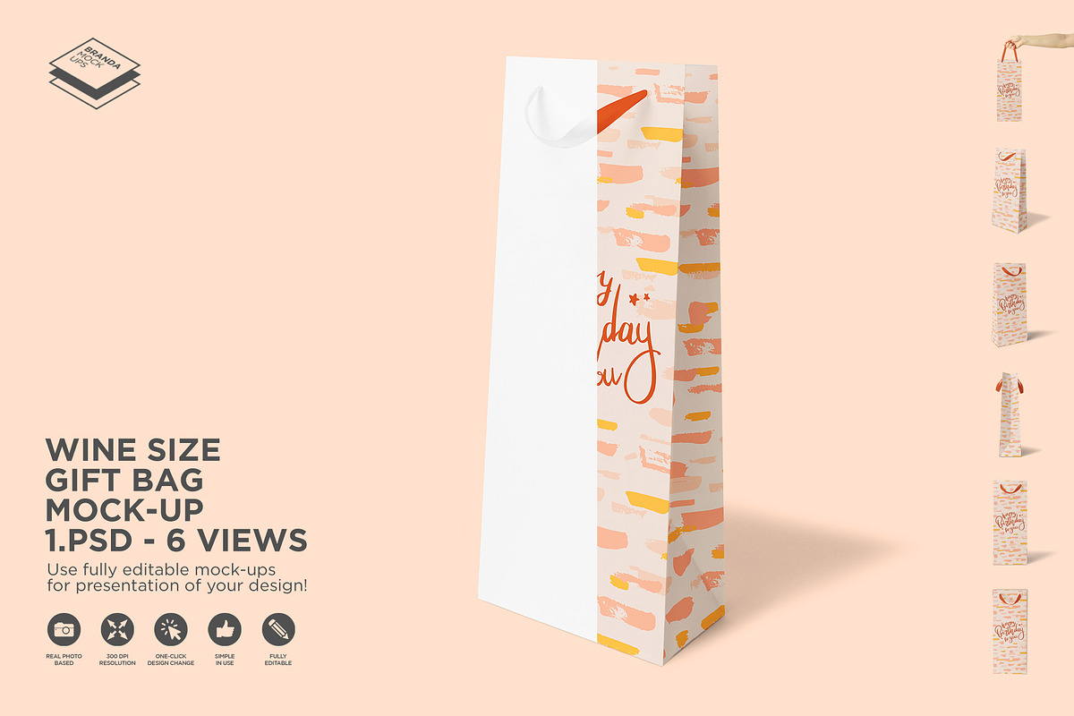 Wine Size Gift Bag Mock-up, a Print Template by Branda Keeps (Photo 1 of 17)