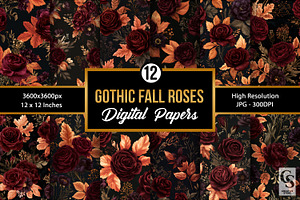Gothic Fall Floral Seamless Pattern