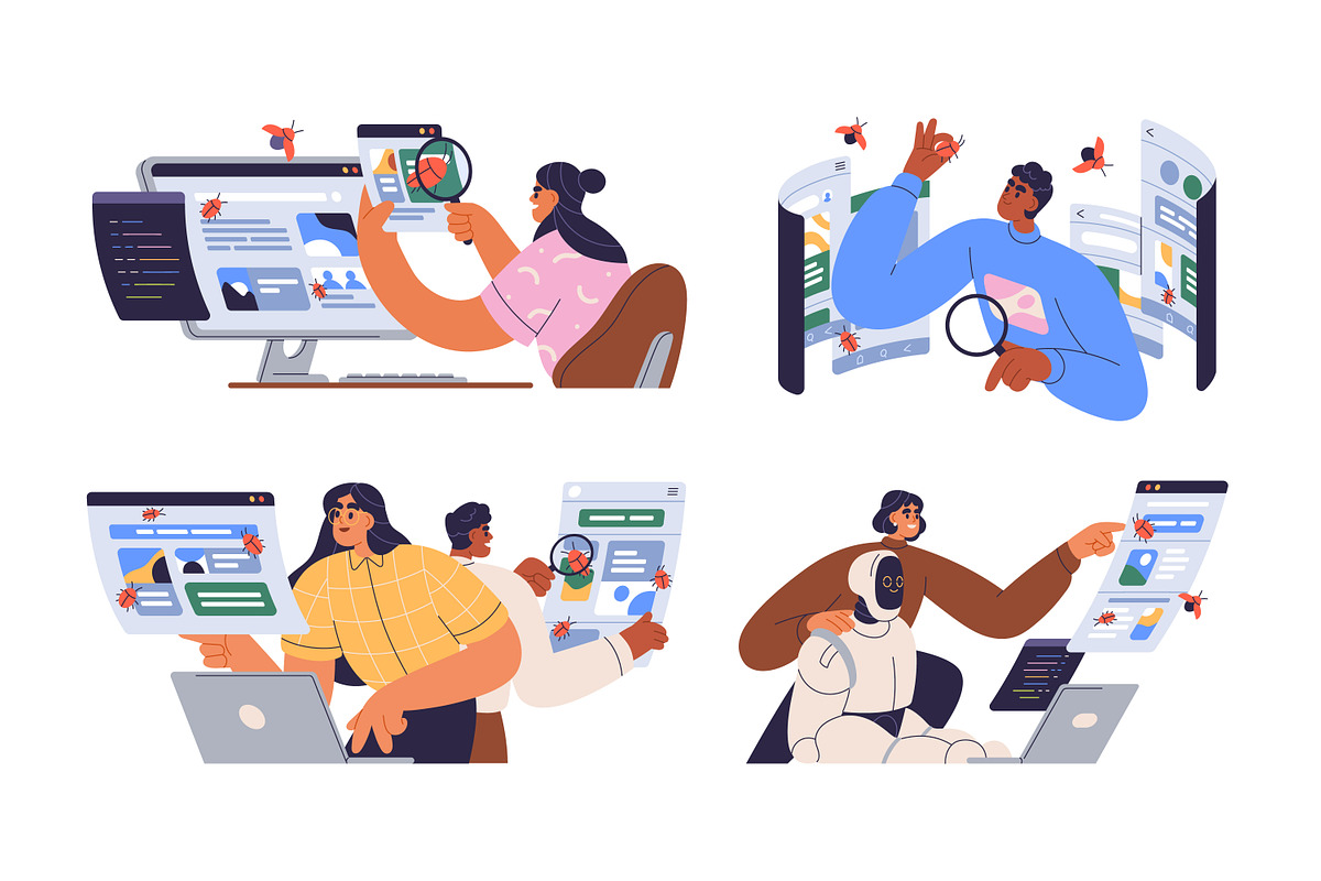 People testing software concept set, a Person Illustration by Good Studio (Photo 1 of 5)