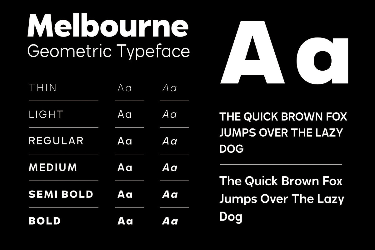 Melbourne - Geometric Sans Serif, a Sans Serif Font by Umitype (Photo 3 of 15)