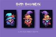 Set Halloween Skull posters. Clipart, a Decorative Illustration by KENO Mascots (Thumbnail 3 of 5)