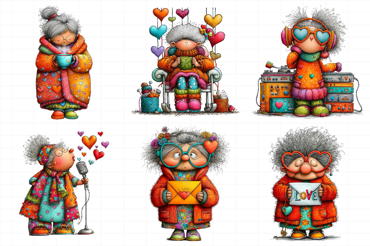 Whimsical Valentines Grandma Clipart, an Illustration by Daily.Designs (Photo 4 of 7)
