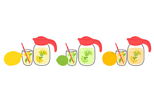 Lemonade jug. Lime and orange drink, a Food Illustration by Vectorbuum