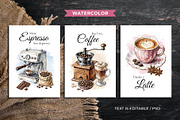 Coffee Cards Collection Watercolor, a Card Template by Iryna Denysova (Thumbnail 3 of 5)