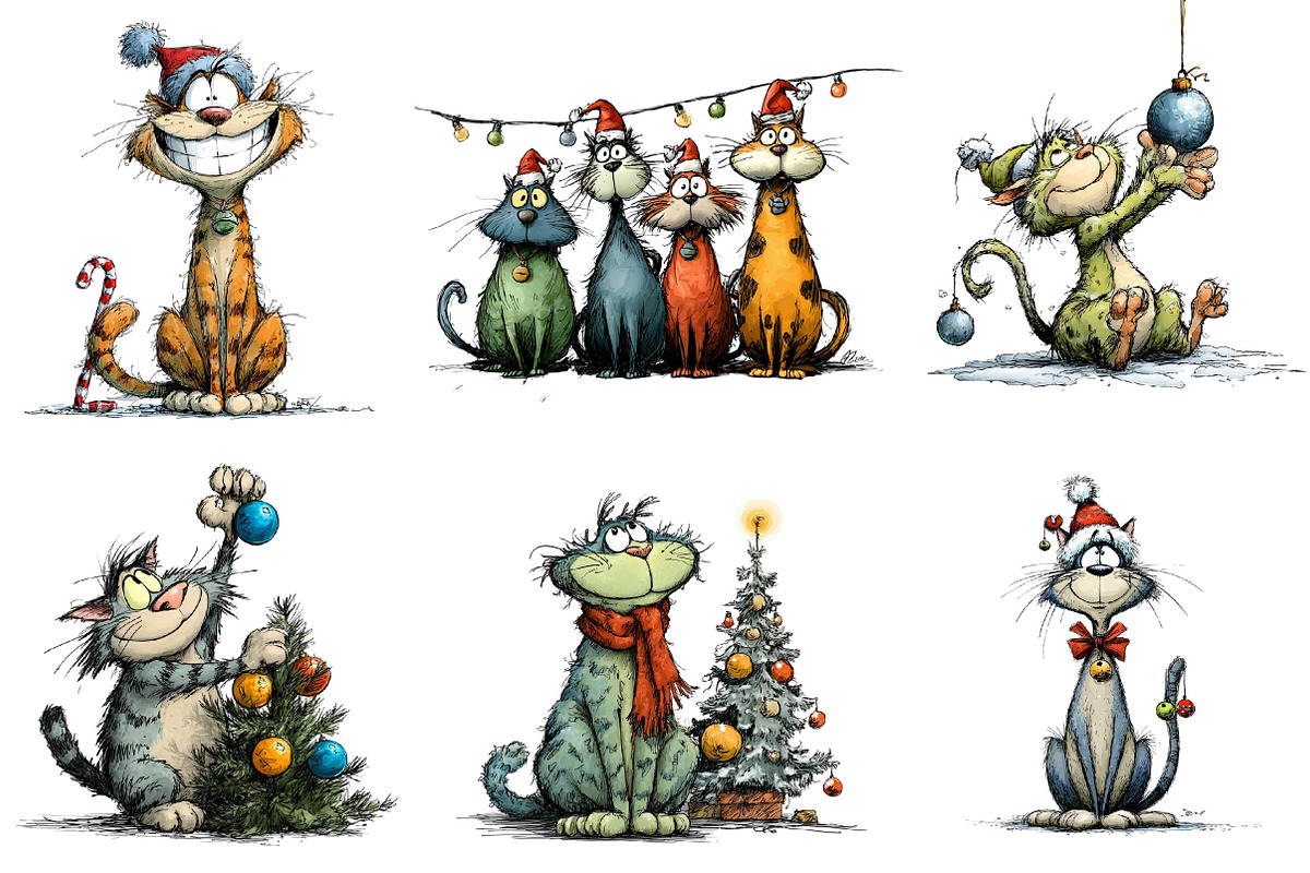 Quirky Cats Clipart, an Illustration by CreationArt (Photo 2 of 5)