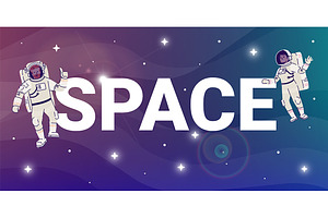 Space Flat Word Concept Banner