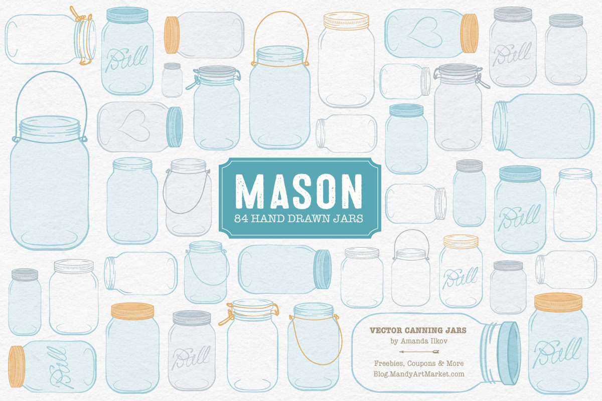 Soft Blue Jar Vectors & Clipart, an Illustration by Amanda Ilkov (Photo 1 of 4)
