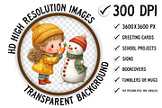Christmas Girl with Snowman PNG, an Illustration by Craft Nest (Thumbnail 2 of 11)