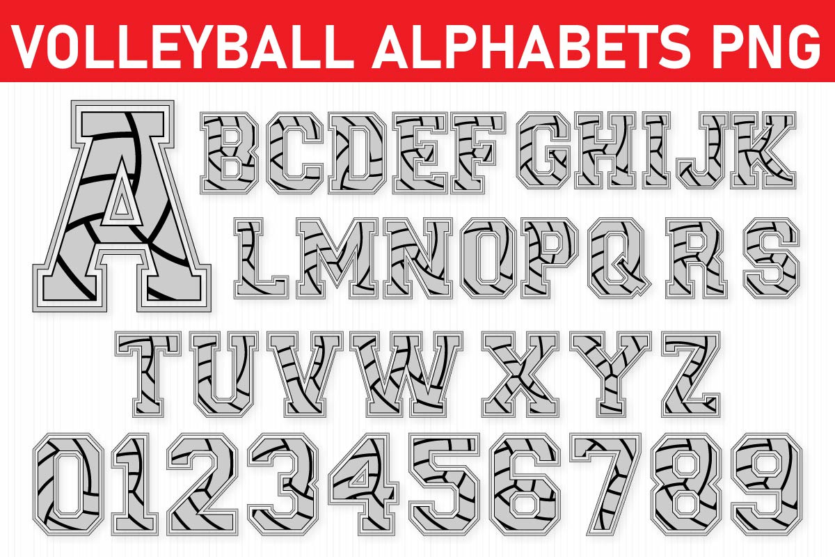 Volleyball Alphabets And Numbers SVG, an Object Graphic by EllaMaiyaali (Photo 1 of 5)