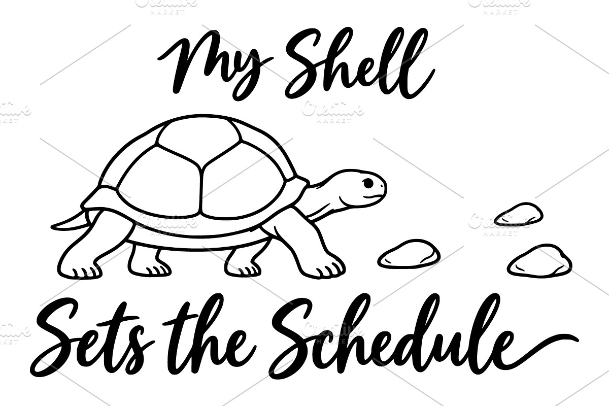Tortoise on Its Own Time Line Art, an Object Illustration by Ghagra (Photo 2 of 6)