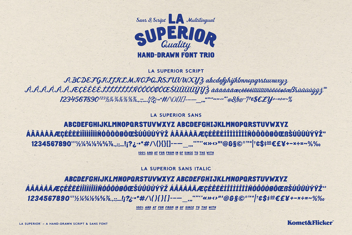 La Superior - A Hand Drawn Font Trio, a Script Font by Komet & Flicker (Photo 16 of 16)