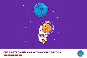 Cute Cat Astronaut Floating In Space