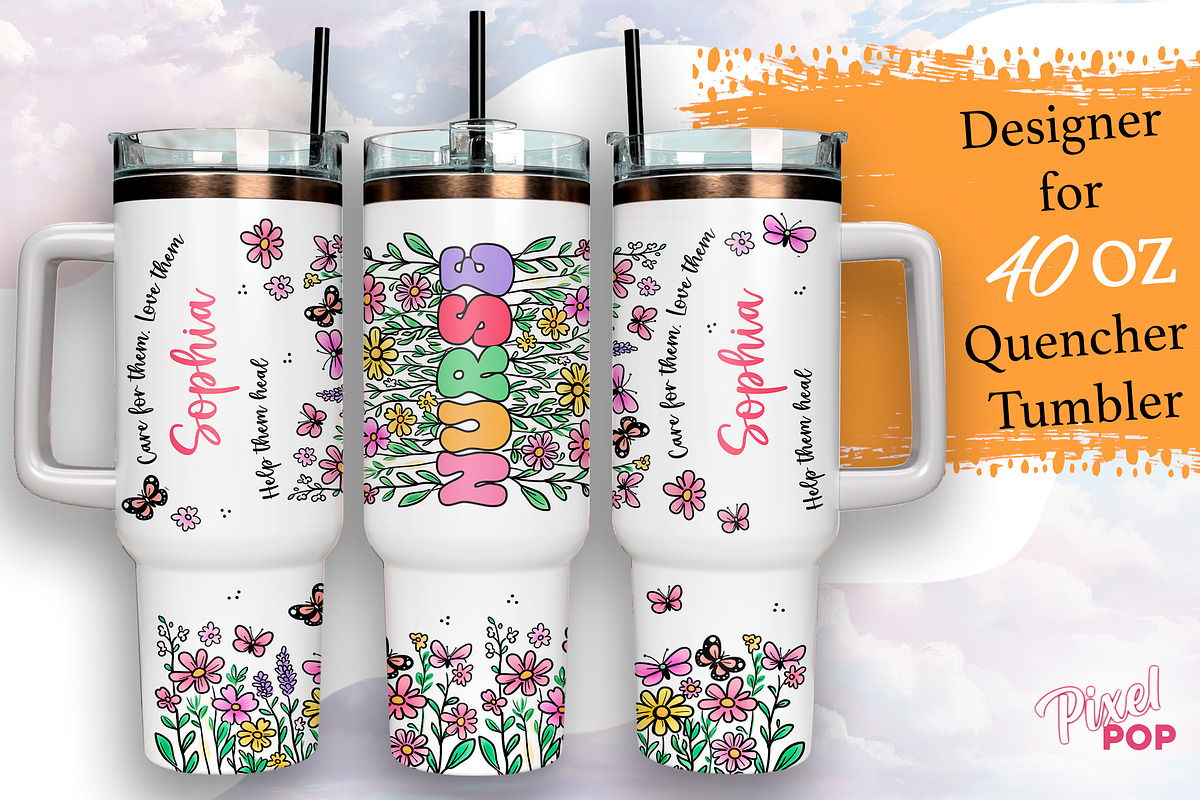 Personalized Nurse 40 oz Quencher, a Graphic by TumblerArtDS (Photo 1 of 4)