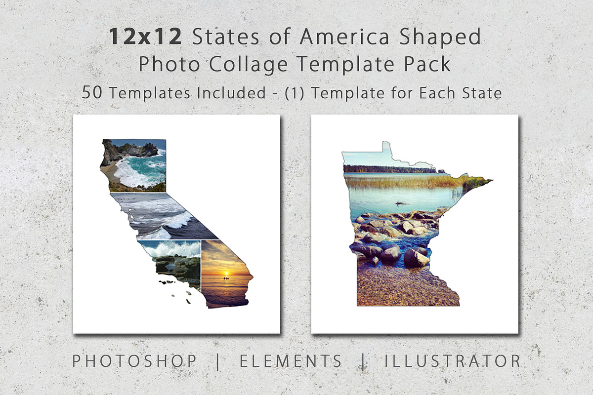 12x12 USA State Photo Template Pack, a Social Media Template by Loveurstyle Designs (Photo 1 of 5)