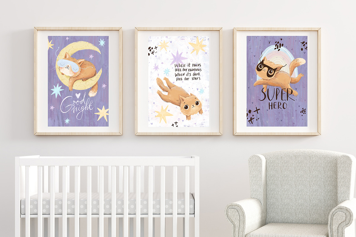 Cat. Posters, clipart & lettering, an Animal Illustration by Lesya Skripak (Photo 5 of 8)