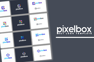 Set Of Pixel Box Logo Design Concept