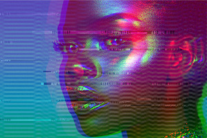 Holographic Glitch Photo Effect, a Brushes & More by studiogstock