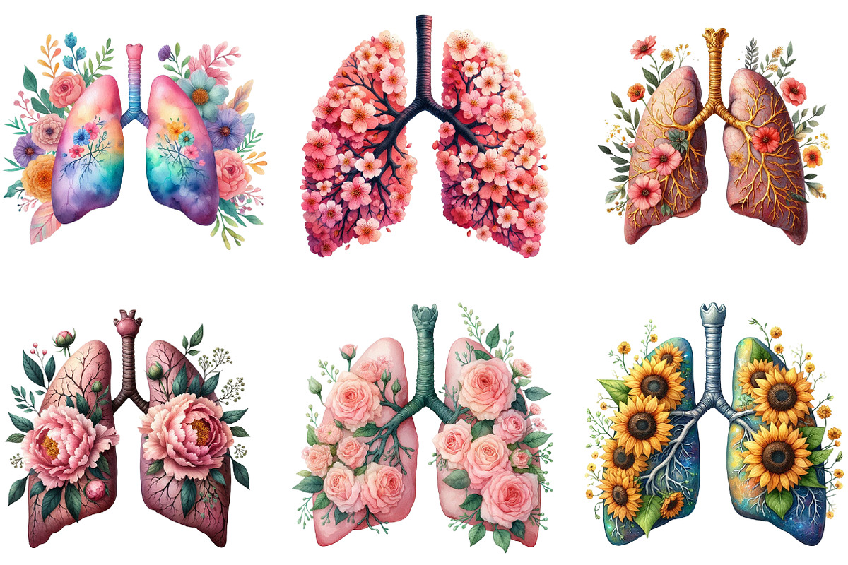 Floral Lung Sublimation Clipart Bund, an Illustration by DreamArtGraphic (Photo 3 of 4)