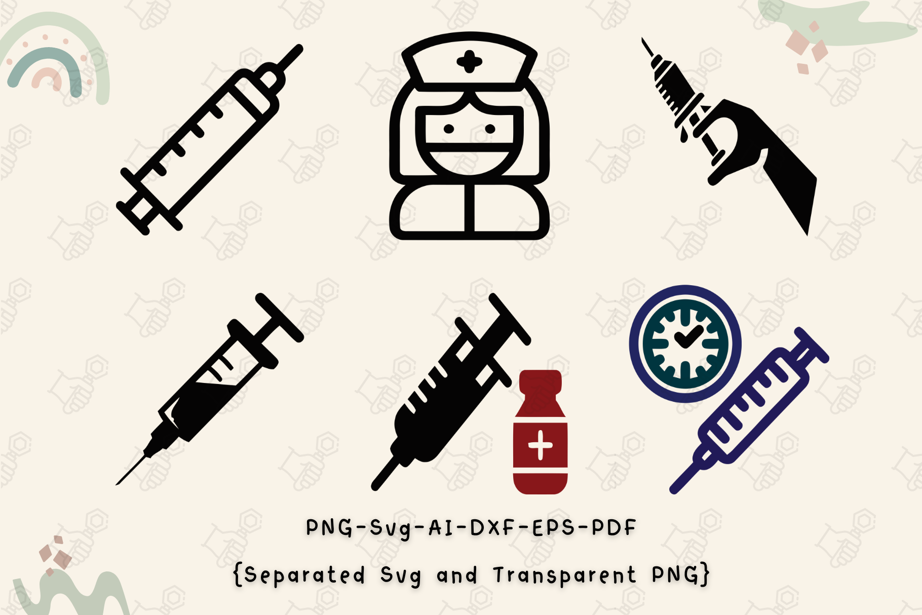 Syringe icon, Syringe injection SVG