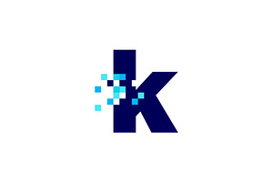 K Letter Lowercase Pixel Mark