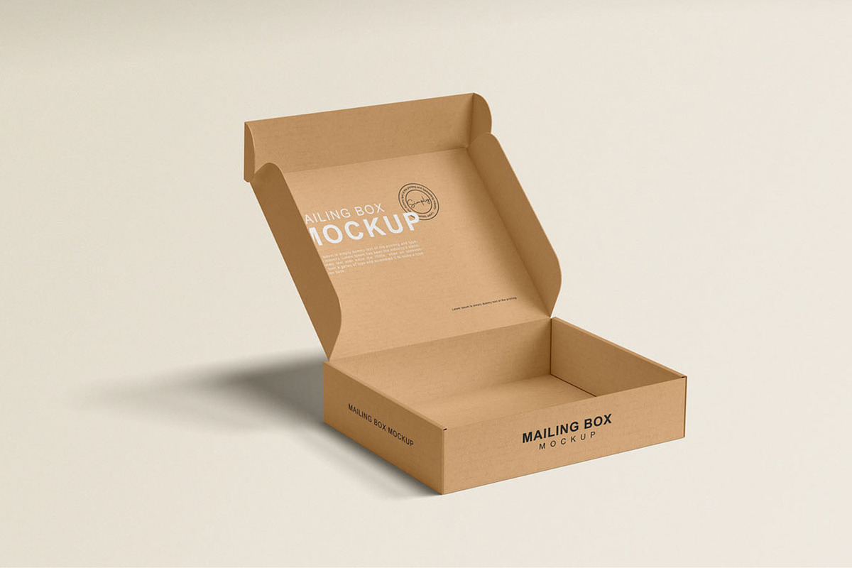 Realistic Mailing Box Mockup, a Cups & Container Mockup by Pexelyou (Photo 1 of 8)