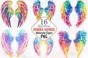 Rainbow Watercolor Angel Wings Png, an Illustration by RobertsArt (Thumbnail 1 of 7)
