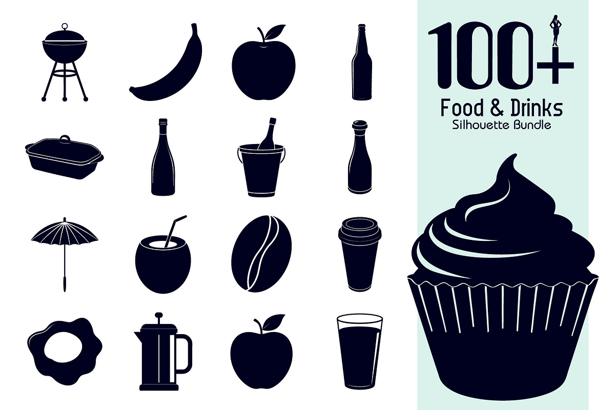 Food & Drinks Silhouette Pack, an Illustration by Creative_View (Photo 1 of 4)