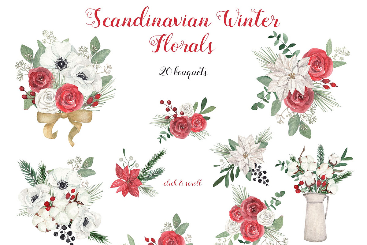 Scandinavian Winter Christmas Floral, a Decorative Illustration by Catch the Dream Art (Photo 3 of 17)