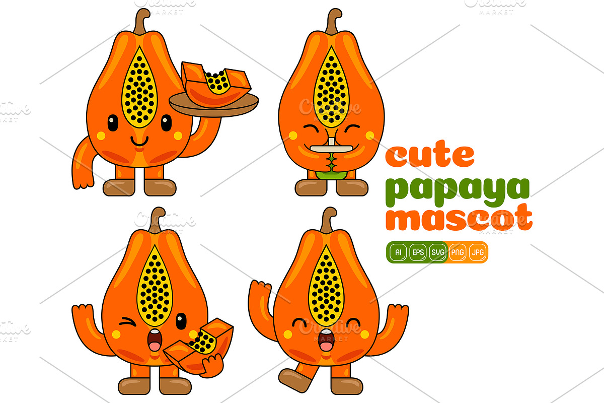 Papaya Mascot Vector Pack, a Food Illustration by MEDZ (Photo 4 of 5)