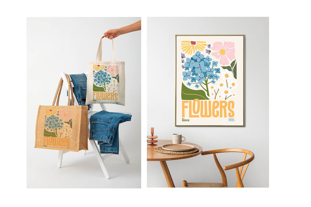 Poster flower - Retro, an Illustration by linhnguyen124 (Photo 2 of 3)
