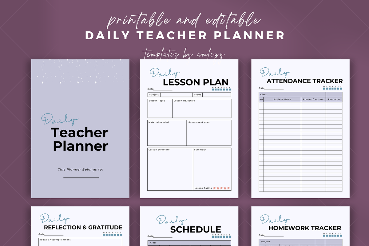 DAILY TEACHER PLANNER TEMPLATE CANVA, a Templates & Theme by Elegant_Studio44 (Photo 2 of 4)