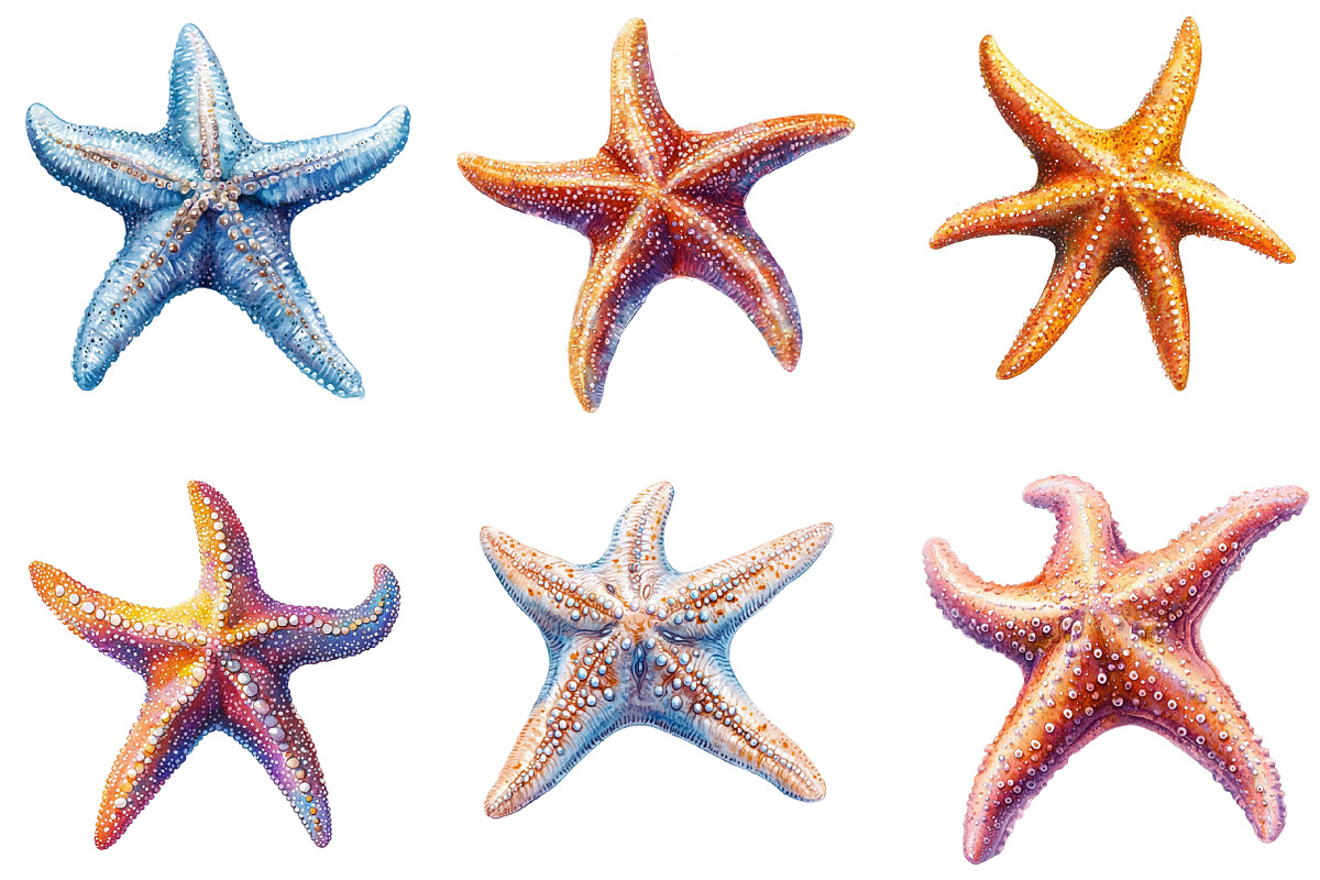 Starfish Watercolor Clipart, an Illustration by SinaCreation (Photo 2 of 5)