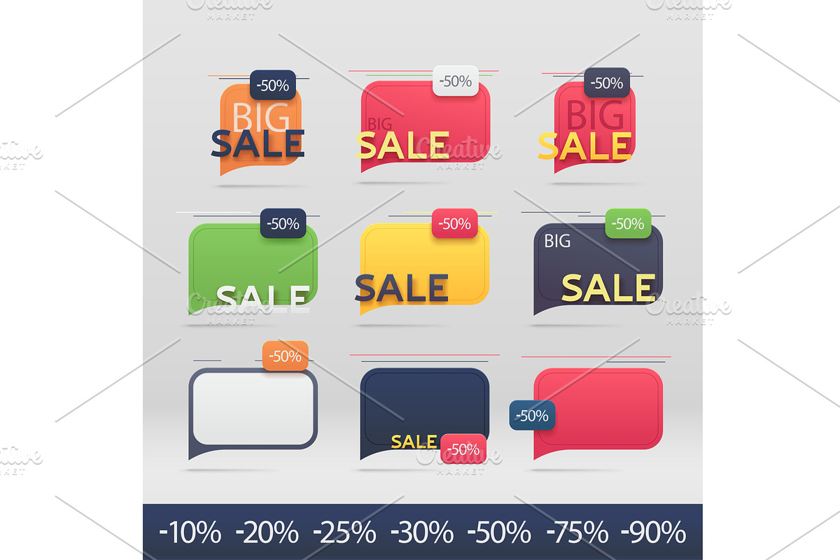 sale discount offer colorful labels, an Object Illustration by IfH