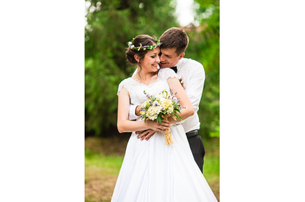 Happy bride and groom after wedding, a Person Photo by oksix