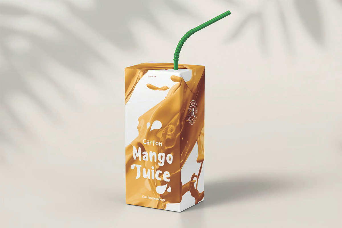 Juice Carton Packaging Box Mockup, a Packaging Mockup by DesignRushMarket (Photo 12 of 15)