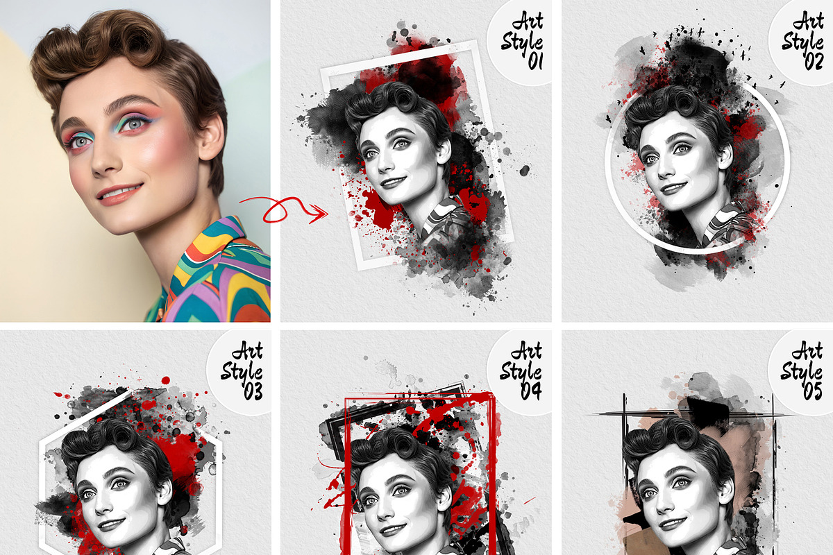 Watercolor Canvas Frame Art Effect, an Action Add-On by MRI STUDIO (Photo 3 of 34)