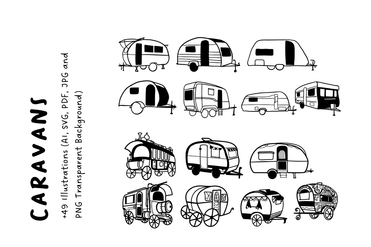 49+ Hand-Drawn Caravan | Travel Set, a Transportation Illustration by The Journey Atelier (Photo 2 of 5)